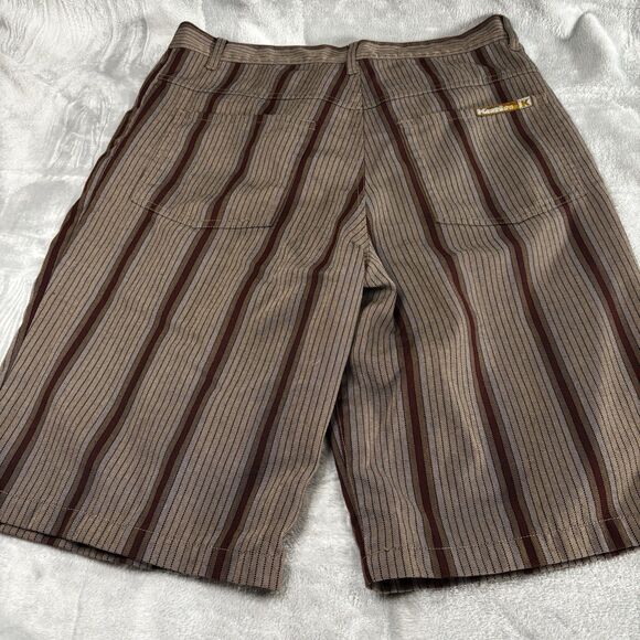 Katin Surf Co  Men's Bermuda Shorts Size 33 Brown /Maroon Striped Button Fly - Picture 6 of 13